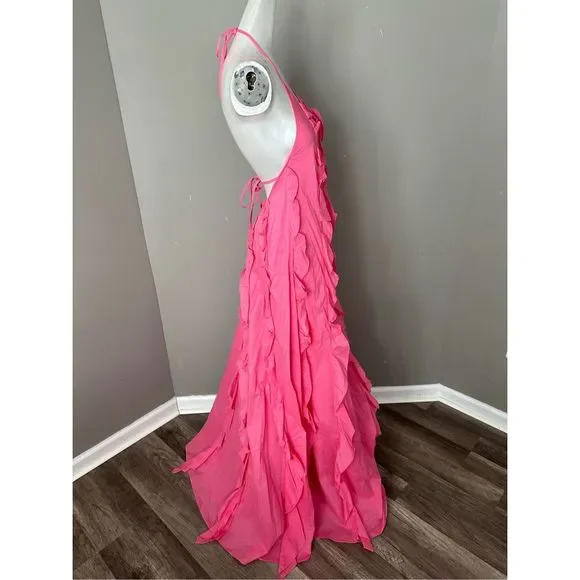 Staud Marika Ruffled Halter Gown